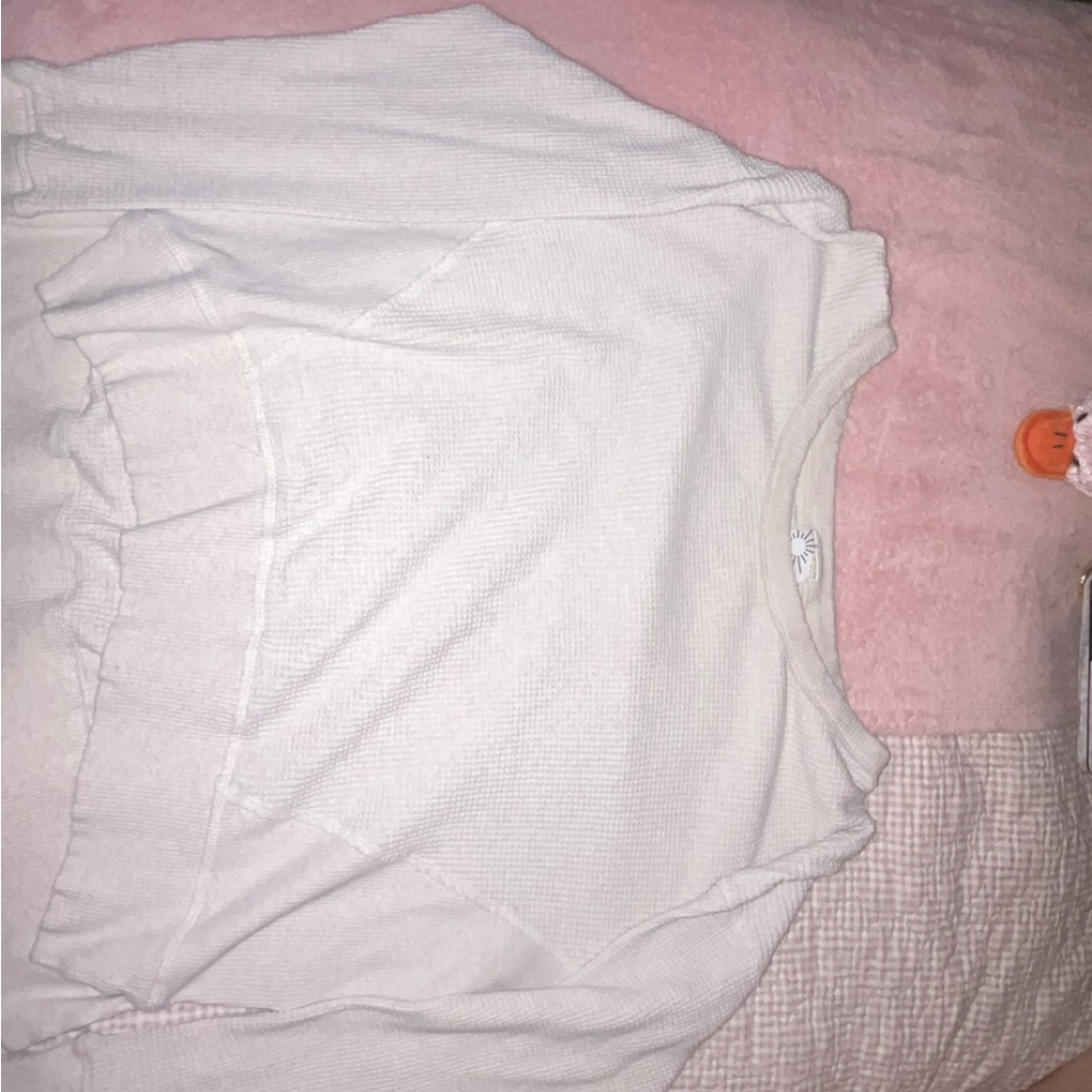 Aerie Cream Waffle Knit Top